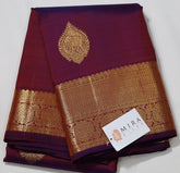 Wine Kanjivaram Saree with golden Zari Border