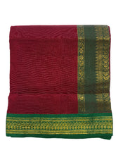 9 Yards Grass Maroon Border with green border - MIRASILKS 9 Yards Grass Maroon Border with green border