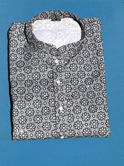 Lucknowi Mens Kurta -Dark Grey - MIRASILKS Lucknowi Mens Kurta -Dark Grey