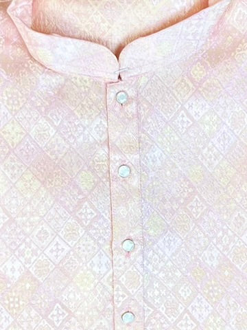 Lucknowi Mens Kurta Light Pink - Jackard Kurta - MIRASILKS Lucknowi Mens Kurta Light Pink - Jackard Kurta