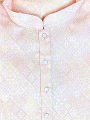 Lucknowi Mens Kurta Light Pink - Jackard Kurta - MIRASILKS Lucknowi Mens Kurta Light Pink - Jackard Kurta
