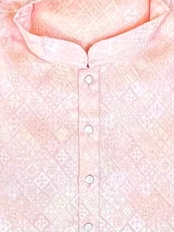 Lucknowi Mens Kurta Light Pink - Jackard Kurta - MIRASILKS Lucknowi Mens Kurta Light Pink - Jackard Kurta