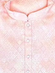 Lucknowi Mens Kurta Light Pink - Jackard Kurta - MIRASILKS Lucknowi Mens Kurta Light Pink - Jackard Kurta