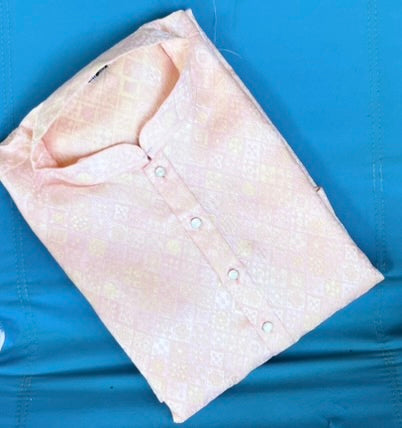 Lucknowi Mens Kurta Light Pink - Jackard Kurta - MIRASILKS Lucknowi Mens Kurta Light Pink - Jackard Kurta