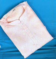 Lucknowi Mens Kurta Light Pink - Jackard Kurta - MIRASILKS Lucknowi Mens Kurta Light Pink - Jackard Kurta