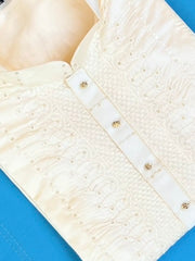 Lucknowi print sequins -cream - MIRASILKS Lucknowi print sequins -cream