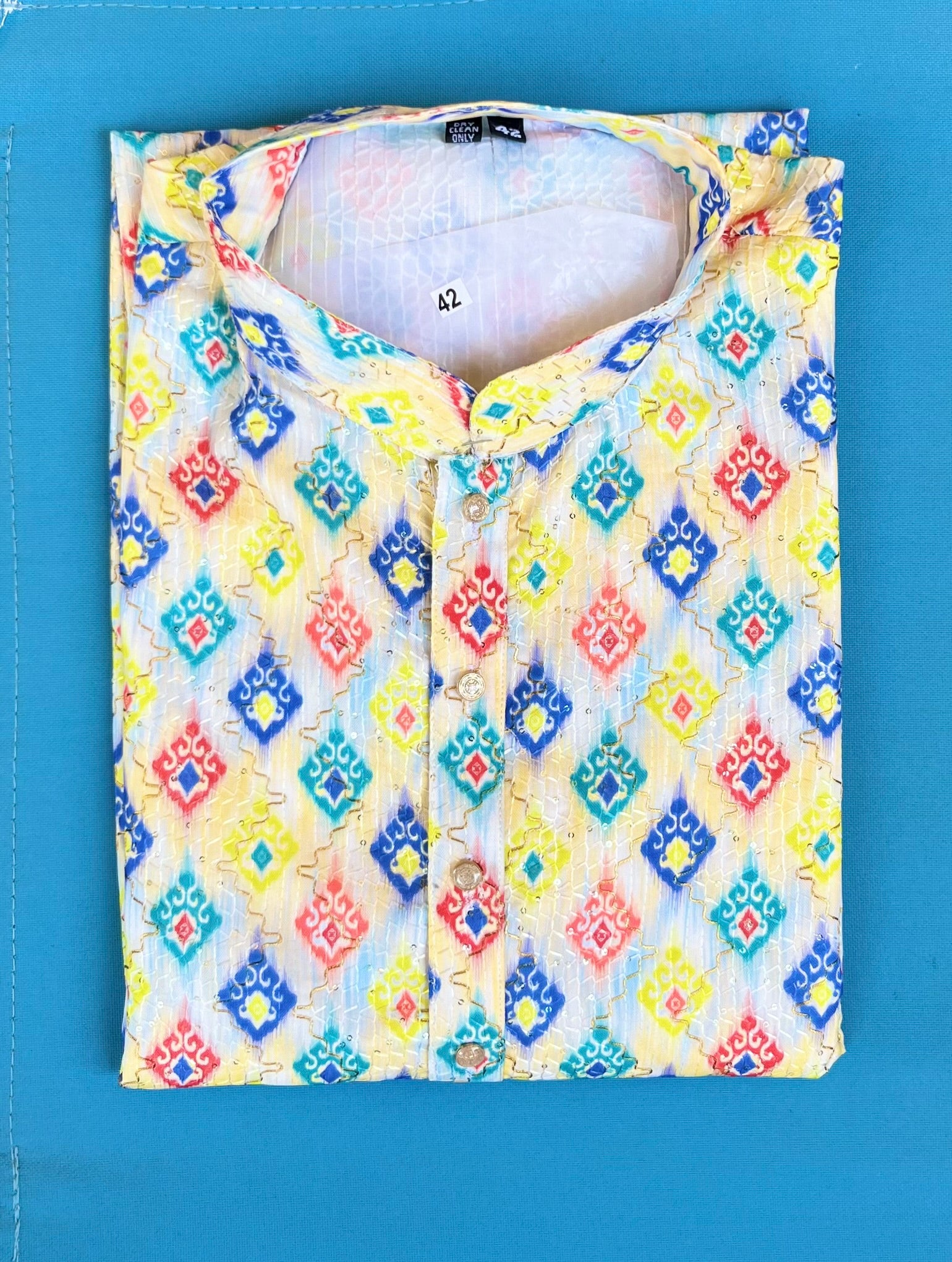 Lucknowi Mens Kurta - Multicolor Patterns - MIRASILKS Lucknowi Mens Kurta - Multicolor Patterns