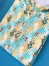 Lucknowi Mens Kurta - Green stripes - MIRASILKS Lucknowi Mens Kurta - Green stripes