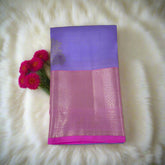 Lavender Kanjivaram Saree with Carnation Pink Border