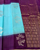 Light Blue Blue Soft Silk Saree with Dark Purple Pallu
