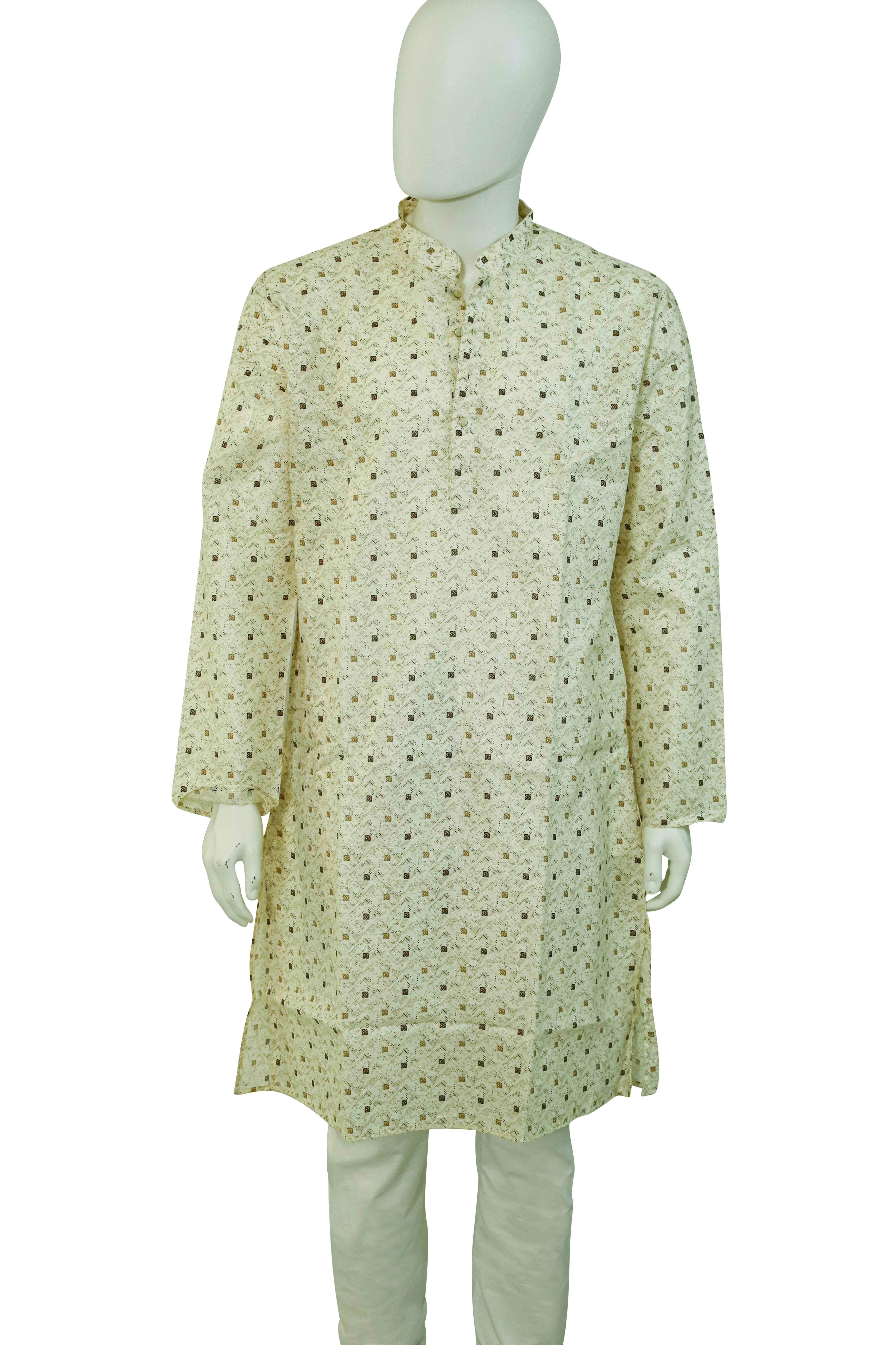 Lucknowi Mens print Kurta Sets - MIRASILKS Lucknowi Mens print Kurta Sets