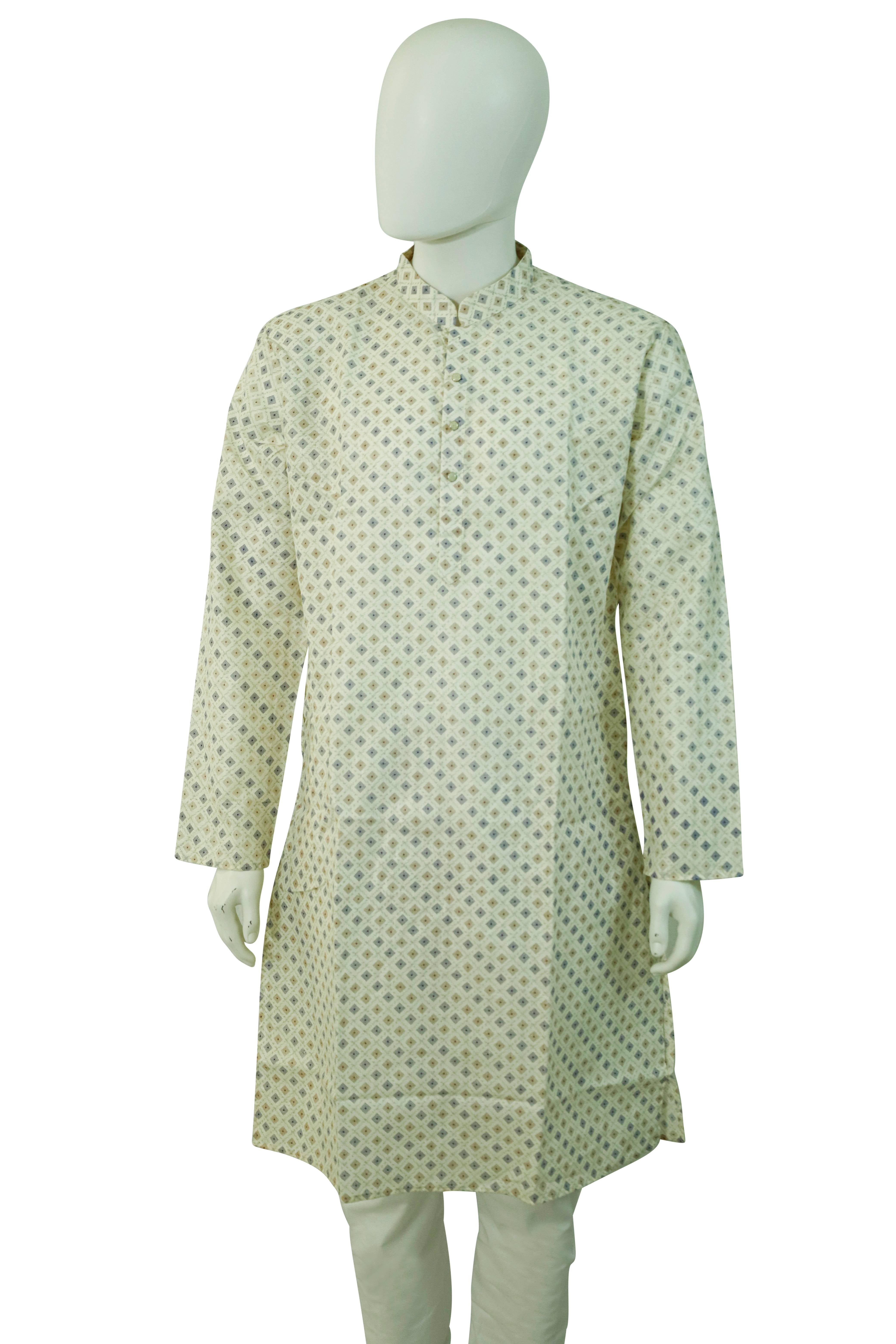 Lucknowi Mens print Kurta Sets - MIRASILKS Lucknowi Mens print Kurta Sets