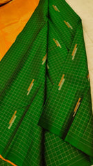Mango Tango Soft Silk Saree with Leaf Green Pallu