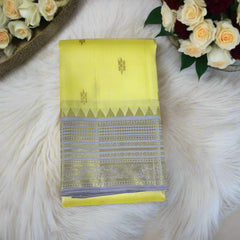 Marigold Yellow Kanjivaram Saree with Grey Border