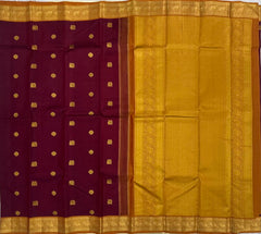 Maroon Kanjivaram Saree with Peacock Motif and Gold Pallu
