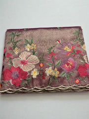 Metallic Rose Gold Tissue Embroidery Saree - MIRASILKS Metallic Rose Gold Tissue Embroidery Saree
