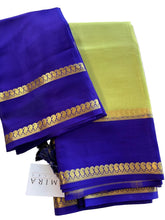Olive Green Mysore Pure Silk Saree With Indigo Border