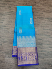 Pacific Blue Kanjivaram Saree with Royal Blue Border