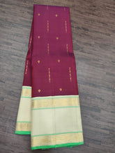 Wine Kanjivaram Saree with off white Border