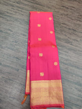 Watermelon Pink Kanjivaram Saree with Gold Zari Border