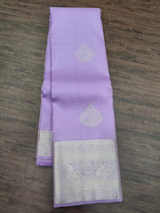 Lavender Kanjivaram Saree with Silver Zari Border