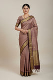 Mauve Pink Kanjivaram Saree with Dark Brown Border