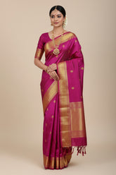 Blush Pink Kanjivaram Saree with Golden Zari Border