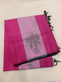 Mauve Purple and Blush Pink Pettu Soft Silk Saree with Dark Green Pallu
