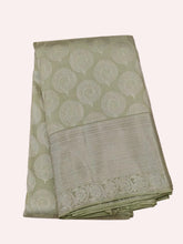 Pistachio Green Kanjivaram Saree with Silver Zari Border