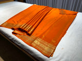 Orange Mysore Pure Silk Saree With Gold Zari Border