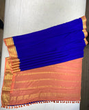 Pure Mysore Silk Royal Blue color Saree With Salmon Pink border - Silk Mark Certified