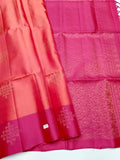 Orange color Soft Silk Saree with Hot pink
