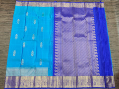 Pacific Blue Kanjivaram Saree with Royal Blue Border