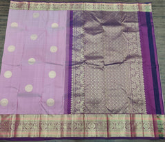 Pale Lavender Kanjivaram Saree with Purple Border