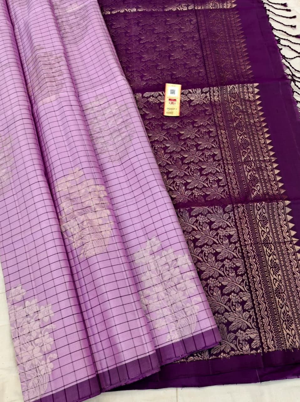 Pastel Violet Soft Silk Saree with Deep Purple Pallu