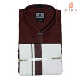 wine men's shirt and dhoti set - MIRASILKS wine men's shirt and dhoti set