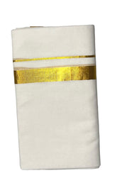 Men's off white Dhothi with gold border - MIRASILKS Men's off white Dhothi with gold border