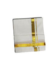 Men's off white Dhothi with gold border - MIRASILKS Men's off white Dhothi with gold border