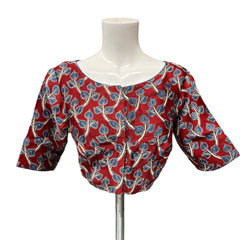 Brick Red modal silk saree with Ajrakh print - MIRASILKS Brick Red modal silk saree with Ajrakh print