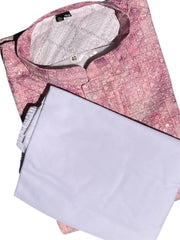 Lucknowi Mens print Kurta -Mauve - MIRASILKS Lucknowi Mens print Kurta -Mauve