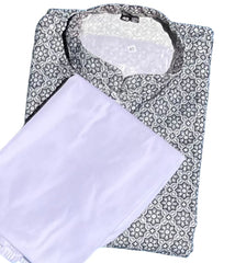 Lucknowi Mens Kurta -Dark Grey - MIRASILKS Lucknowi Mens Kurta -Dark Grey