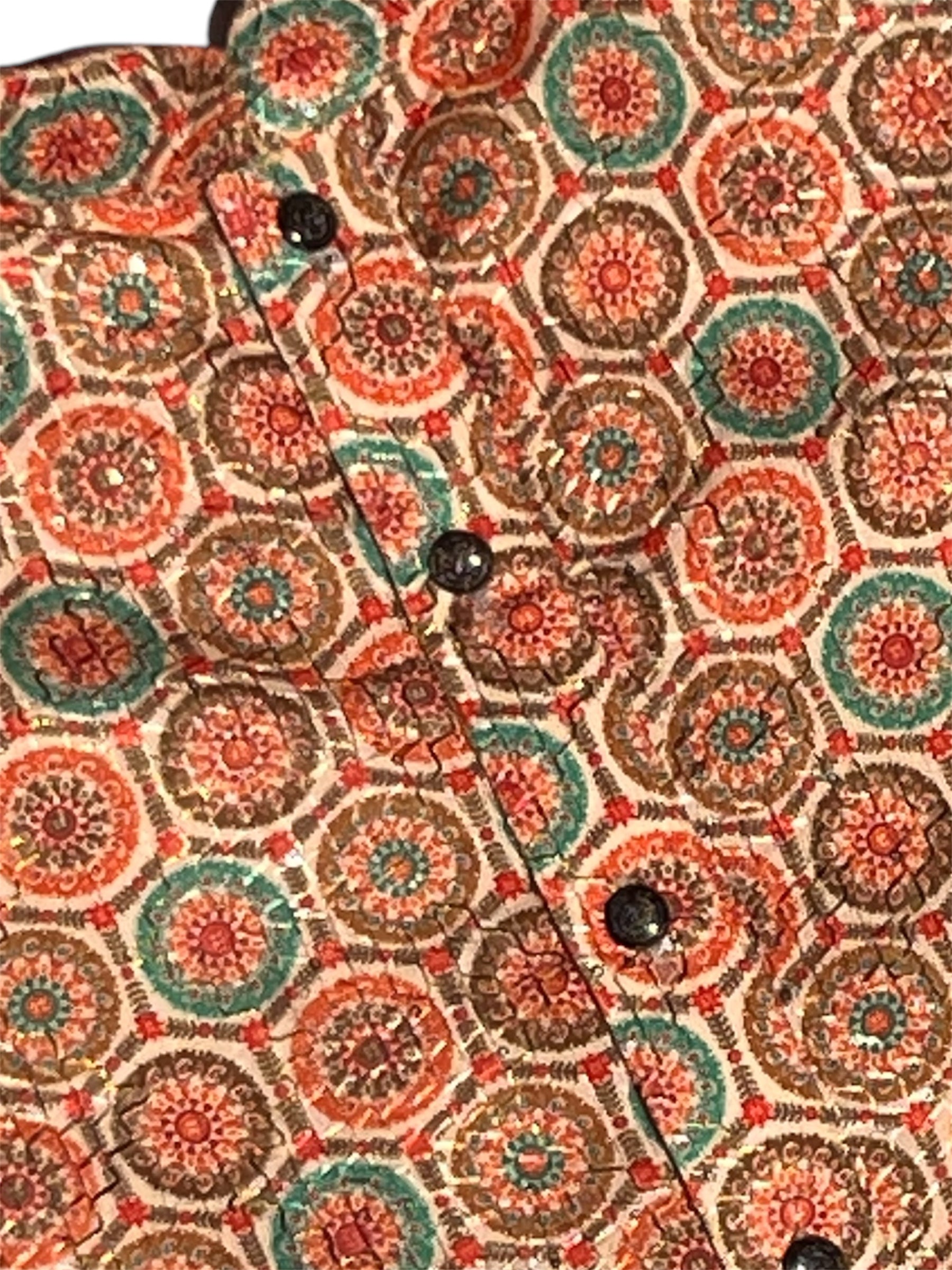 Lucknowi Mens Kurta -Orange/Teal - MIRASILKS Lucknowi Mens Kurta -Orange/Teal