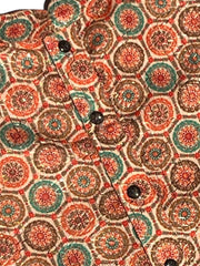 Lucknowi Mens Kurta -Orange/Teal - MIRASILKS Lucknowi Mens Kurta -Orange/Teal