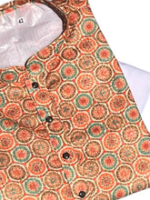Lucknowi Mens Kurta -Orange/Teal - MIRASILKS Lucknowi Mens Kurta -Orange/Teal