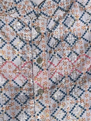 Lucknowi Mens Kurta -Geo pattern-green - MIRASILKS Lucknowi Mens Kurta -Geo pattern-green