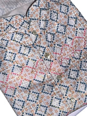 Lucknowi Mens Kurta -Geo pattern-green - MIRASILKS Lucknowi Mens Kurta -Geo pattern-green