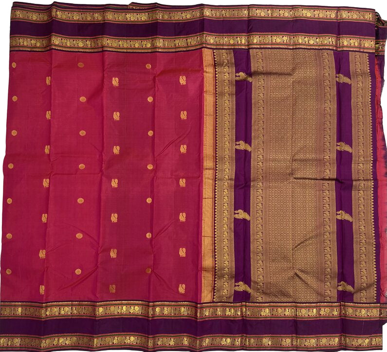 Plum Red Kanjivaram Saree Purple Border