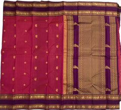 Plum Red Kanjivaram Saree Purple Border