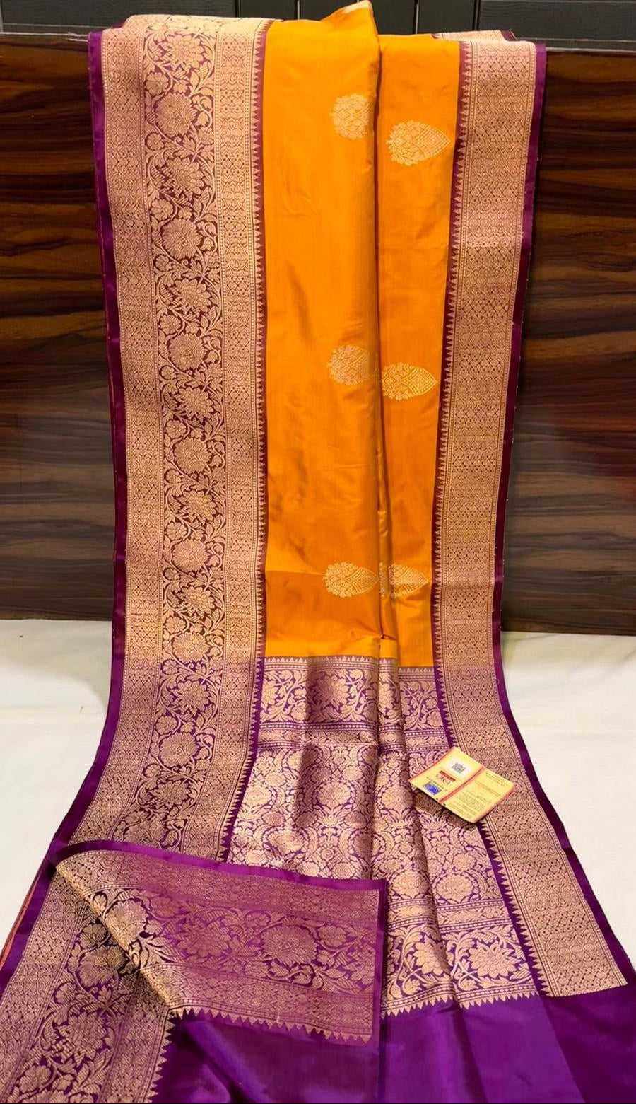 Pumpkin Orange Banaras Katan Saree