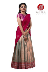 Magenta and Champagne Langa Voni - MIRASILKS Magenta and Champagne Langa Voni